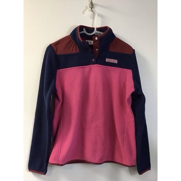 Vineyard Vines Harbor Fleece 1/4 Snap Jacket - Womens Navy - Picture 1 of 3